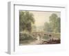 Woody Landscape with a Stone Bridge over a River-George The Younger Barret-Framed Giclee Print