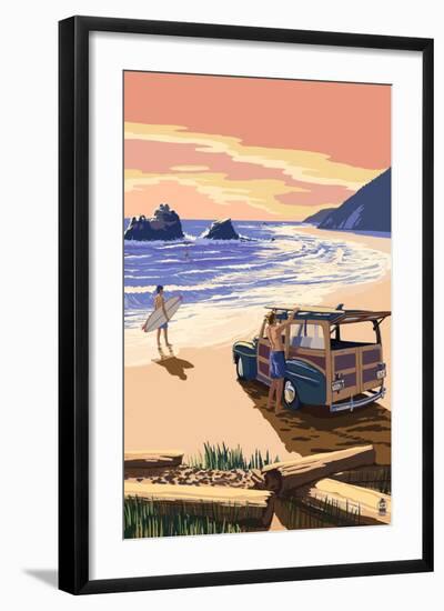 Woody on Beach-Lantern Press-Framed Art Print