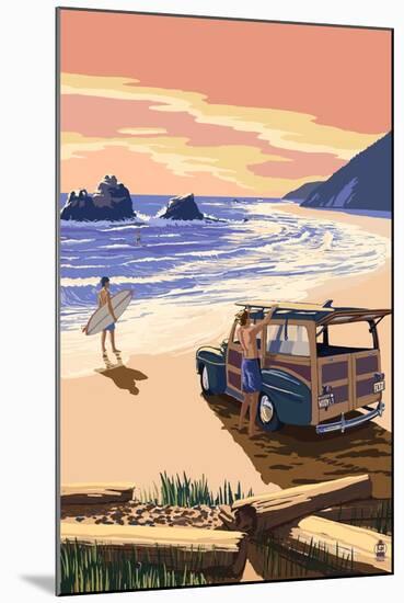 Woody on Beach-Lantern Press-Mounted Art Print