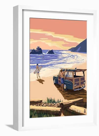 Woody on Beach-Lantern Press-Framed Art Print