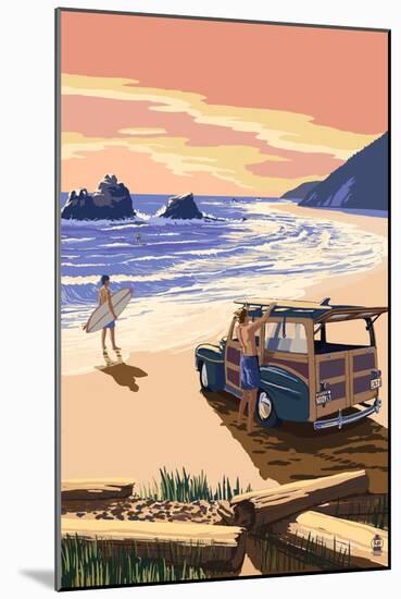 Woody on Beach-Lantern Press-Mounted Art Print