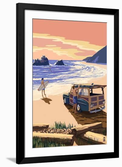 Woody on Beach-Lantern Press-Framed Art Print