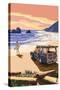 Woody on Beach-Lantern Press-Stretched Canvas