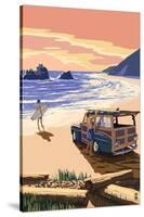 Woody on Beach-Lantern Press-Stretched Canvas