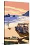 Woody on Beach-Lantern Press-Stretched Canvas