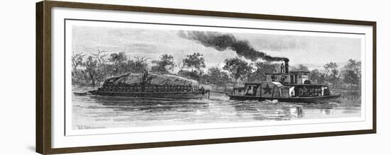 Wool Barge on the River Darling, Australia, 1886-null-Framed Premium Giclee Print