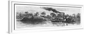 Wool Barge on the River Darling, Australia, 1886-null-Framed Premium Giclee Print