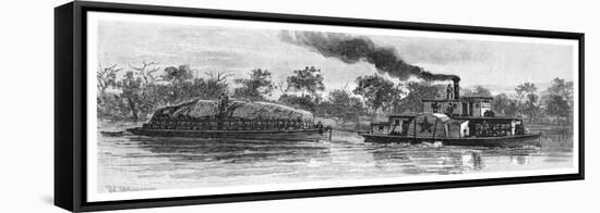 Wool Barge on the River Darling, Australia, 1886-null-Framed Stretched Canvas