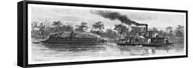 Wool Barge on the River Darling, Australia, 1886-null-Framed Stretched Canvas