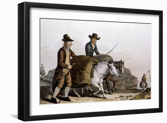 Wool Merchant Taking 'Pieces' of Cloth to the Cloth Hall at Leeds for Sale, 1814-George Walker-Framed Giclee Print