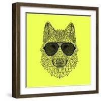 Woolf in Black Glasses-Lisa Kroll-Framed Art Print