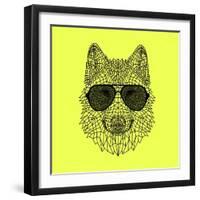 Woolf in Black Glasses-Lisa Kroll-Framed Art Print