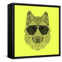 Woolf in Black Glasses-Lisa Kroll-Framed Stretched Canvas