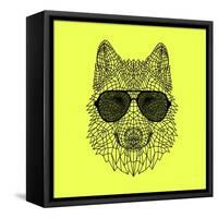 Woolf in Black Glasses-Lisa Kroll-Framed Stretched Canvas