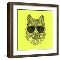 Woolf in Black Glasses-Lisa Kroll-Framed Art Print