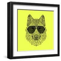 Woolf in Black Glasses-Lisa Kroll-Framed Art Print