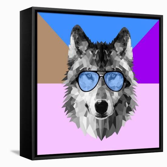 Woolf in Blue Glasses-Lisa Kroll-Framed Stretched Canvas