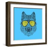 Woolf in Yellow Glasses-Lisa Kroll-Framed Art Print