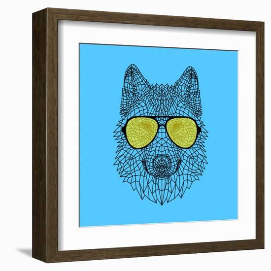 Woolf in Yellow Glasses-Lisa Kroll-Framed Art Print