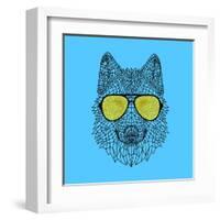 Woolf in Yellow Glasses-Lisa Kroll-Framed Art Print