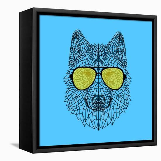 Woolf in Yellow Glasses-Lisa Kroll-Framed Stretched Canvas