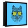 Woolf in Yellow Glasses-Lisa Kroll-Framed Stretched Canvas