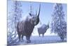 Woolly Rhino Males During a Snowy Winter in the Pleistocene Period-Stocktrek Images-Mounted Art Print