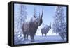 Woolly Rhino Males During a Snowy Winter in the Pleistocene Period-Stocktrek Images-Framed Stretched Canvas