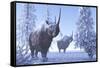 Woolly Rhino Males During a Snowy Winter in the Pleistocene Period-Stocktrek Images-Framed Stretched Canvas