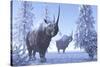 Woolly Rhino Males During a Snowy Winter in the Pleistocene Period-Stocktrek Images-Stretched Canvas