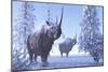 Woolly Rhino Males During a Snowy Winter in the Pleistocene Period-Stocktrek Images-Mounted Art Print