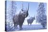 Woolly Rhino Males During a Snowy Winter in the Pleistocene Period-Stocktrek Images-Stretched Canvas