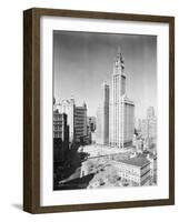 Woolworth Building and City Hall Park-null-Framed Photographic Print