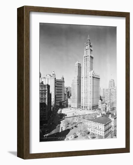 Woolworth Building and City Hall Park-null-Framed Photographic Print