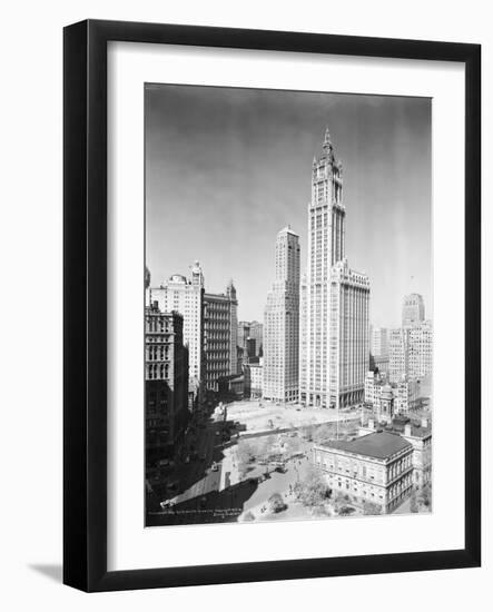 Woolworth Building and City Hall Park-null-Framed Photographic Print