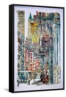 Woolworth Building and Mercer St.,1996(monoprint-Anthony Butera-Framed Stretched Canvas