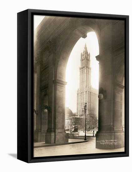 Woolworth Building Through Arch-null-Framed Stretched Canvas