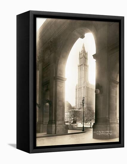 Woolworth Building Through Arch-null-Framed Stretched Canvas