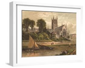 Worcester Cathedral 1870-null-Framed Art Print