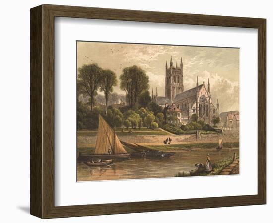 Worcester Cathedral 1870-null-Framed Art Print