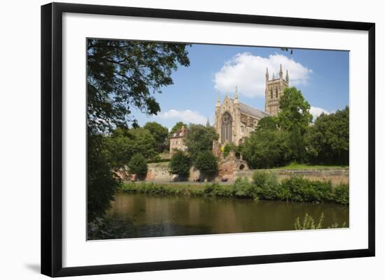 Worcester Cathedral and the River Severn, Worcester, Worcestershire, England-Stuart Black-Framed Photographic Print