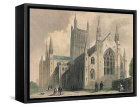 Worcester Cathedral, North West View, 1836-Henry Winkles-Framed Stretched Canvas