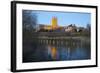 Worcester Cathedral on the River Severn Floodlit at Dusk, Worcester, Worcestershire, England, UK-Stuart Black-Framed Photographic Print