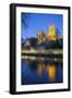 Worcester Cathedral on the River Severn Floodlit at Dusk, Worcester, Worcestershire, England, UK-Stuart Black-Framed Photographic Print