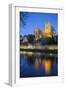 Worcester Cathedral on the River Severn Floodlit at Dusk, Worcester, Worcestershire, England, UK-Stuart Black-Framed Photographic Print