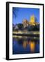 Worcester Cathedral on the River Severn Floodlit at Dusk, Worcester, Worcestershire, England, UK-Stuart Black-Framed Photographic Print