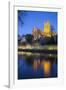 Worcester Cathedral on the River Severn Floodlit at Dusk, Worcester, Worcestershire, England, UK-Stuart Black-Framed Photographic Print