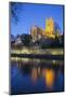 Worcester Cathedral on the River Severn Floodlit at Dusk, Worcester, Worcestershire, England, UK-Stuart Black-Mounted Photographic Print