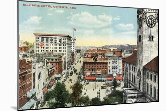 Worcester, Massachusetts - Aerial View of Harrington Corner-Lantern Press-Mounted Art Print