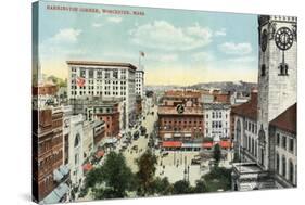 Worcester, Massachusetts - Aerial View of Harrington Corner-Lantern Press-Stretched Canvas